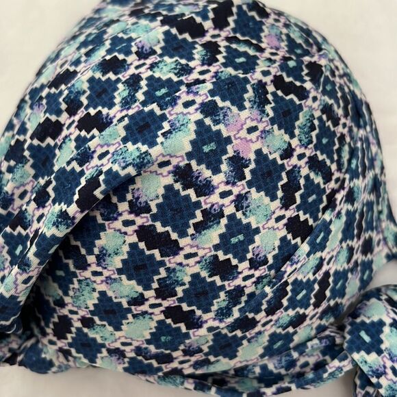 Athlete AQUALUXE Print Halter Bikini Top in Blue Tile - Picture 3 of 7